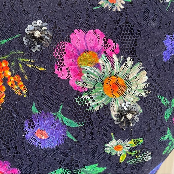 Badgley Mischka Navy Floral Sheath Dress - Picture 7 of 11